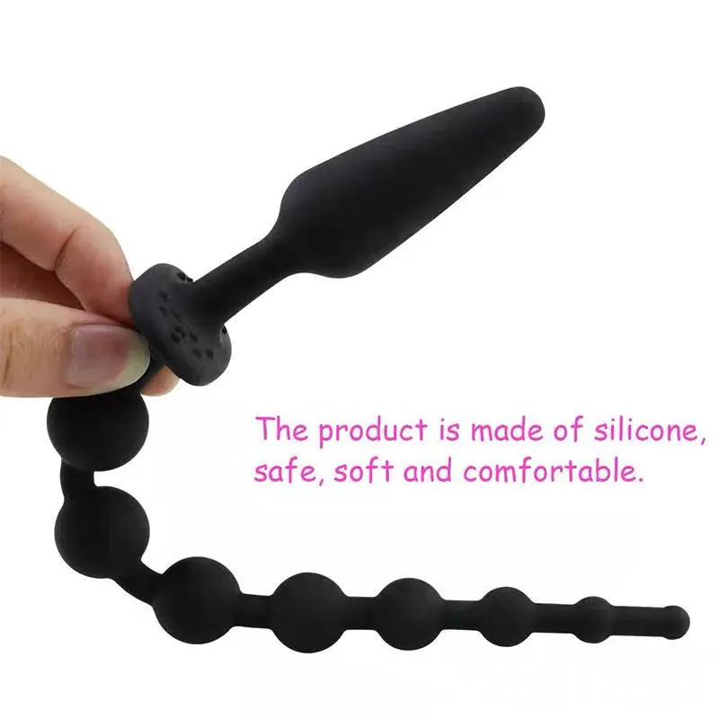 Plug Anal con Cadena Anal Silicona Negro · A-GUSTO · Anal — Foto 6