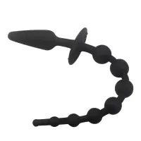 Plug Anal con Cadena Anal Silicona Negro · A-GUSTO · Anal