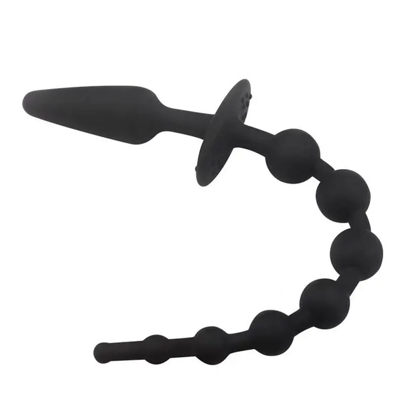 Plug Anal con Cadena Anal Silicona Negro · A-GUSTO · Anal