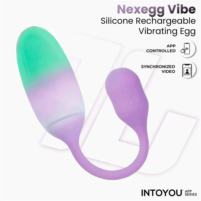NexEgg Huevo Vibrador Silicona Doble capa con App Lila/Pistacho · INTOYOU APP SERIES · Huevos y Balas Vibradoras — photo 3