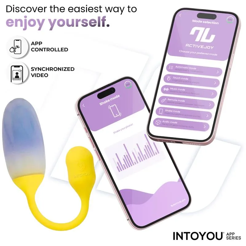 NexEgg Huevo Vibrador Doble Capa Silicona App Amarillo/Púrpura · INTOYOU APP SERIES · Huevos y Balas Vibradoras — photo 2