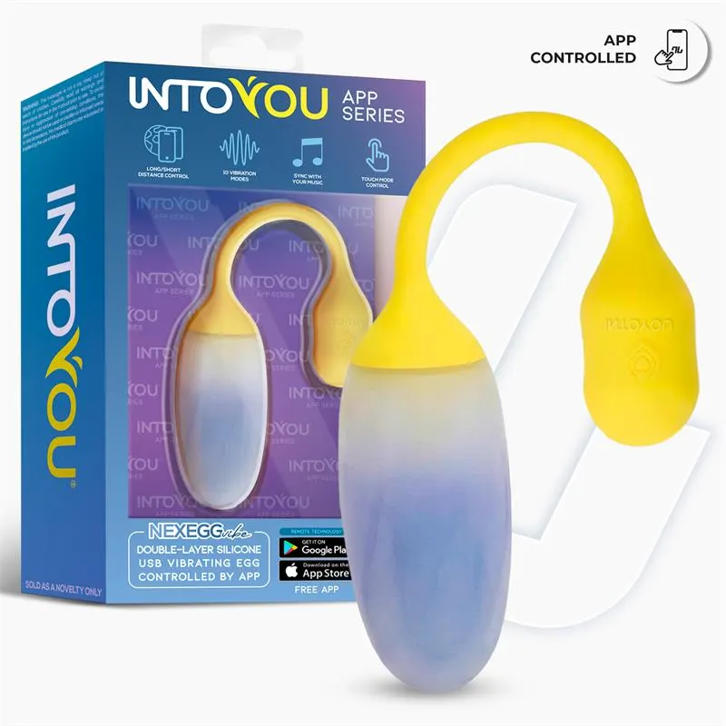 NexEgg Huevo Vibrador Doble Capa Silicona App Amarillo/Púrpura · INTOYOU APP SERIES · Huevos y Balas Vibradoras — photo 3