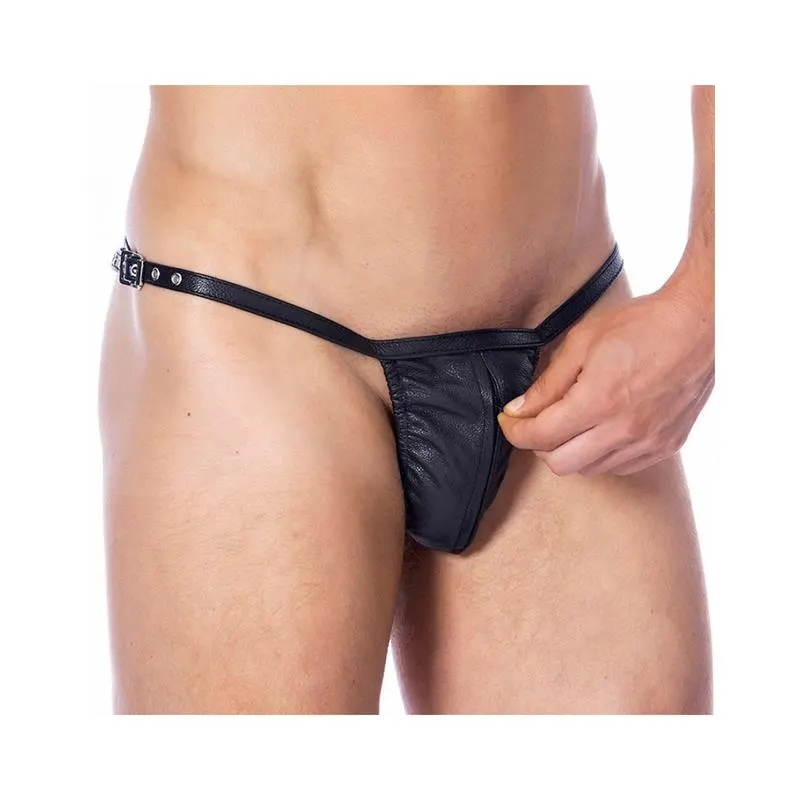 Tanga de Cuero Ajustable con Cremallera Talla Única · BONDAGE PLAY · Tangas y Braguitas