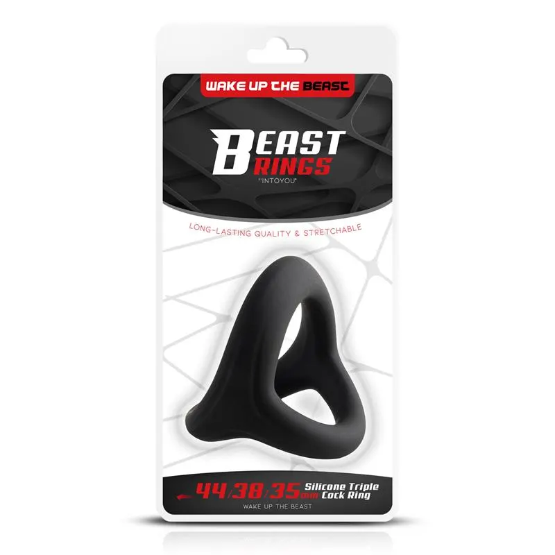 Anillo Triple Silicona Solida 44/38/35mm Talla M · BEAST RINGS · Anillos para el Pene — Foto 7