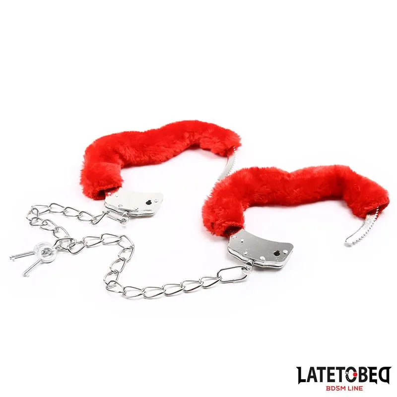 Esposas Pies Peluche Terciopelo Rojo · LATETOBED BDSM LINE · Esposas y Ataduras — photo 2