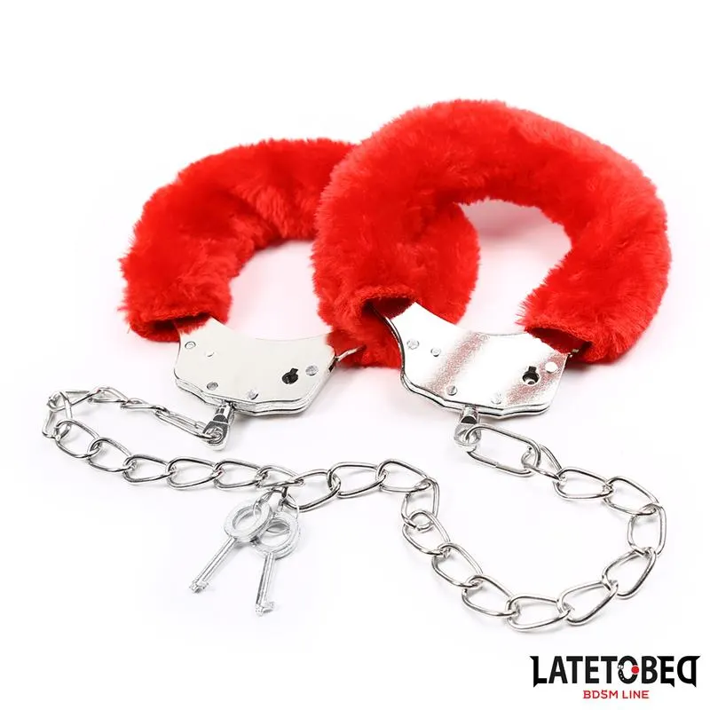 Esposas Pies Peluche Terciopelo Rojo · LATETOBED BDSM LINE · Esposas y Ataduras