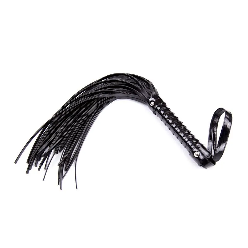 Flogger con Mango Brillante 44 cm Negro · LATETOBED BDSM LINE · Spanking y Azotes — Foto 3