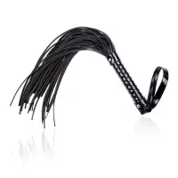 Flogger con Mango Brillante 44 cm Negro · LATETOBED BDSM LINE · Spanking y Azotes