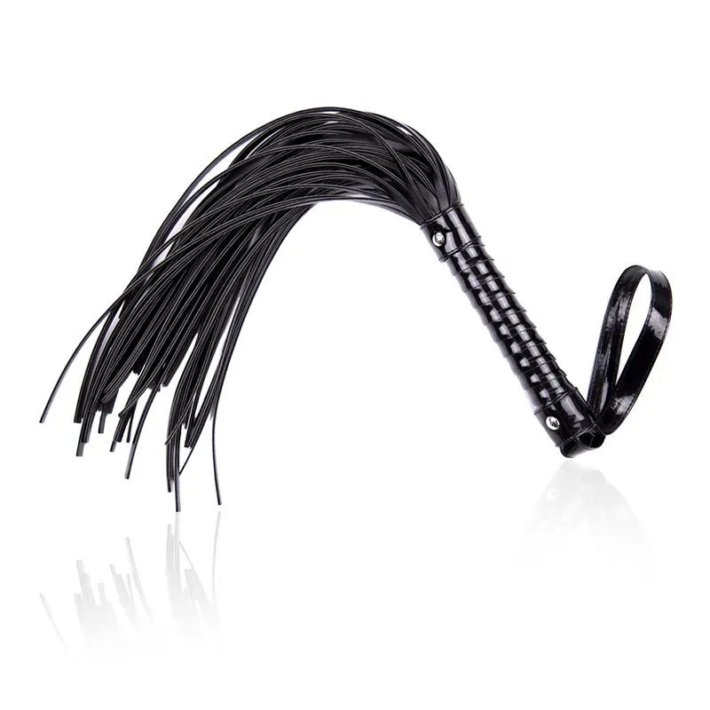 Flogger con Mango Brillante 44 cm Negro · LATETOBED BDSM LINE · Spanking y Azotes