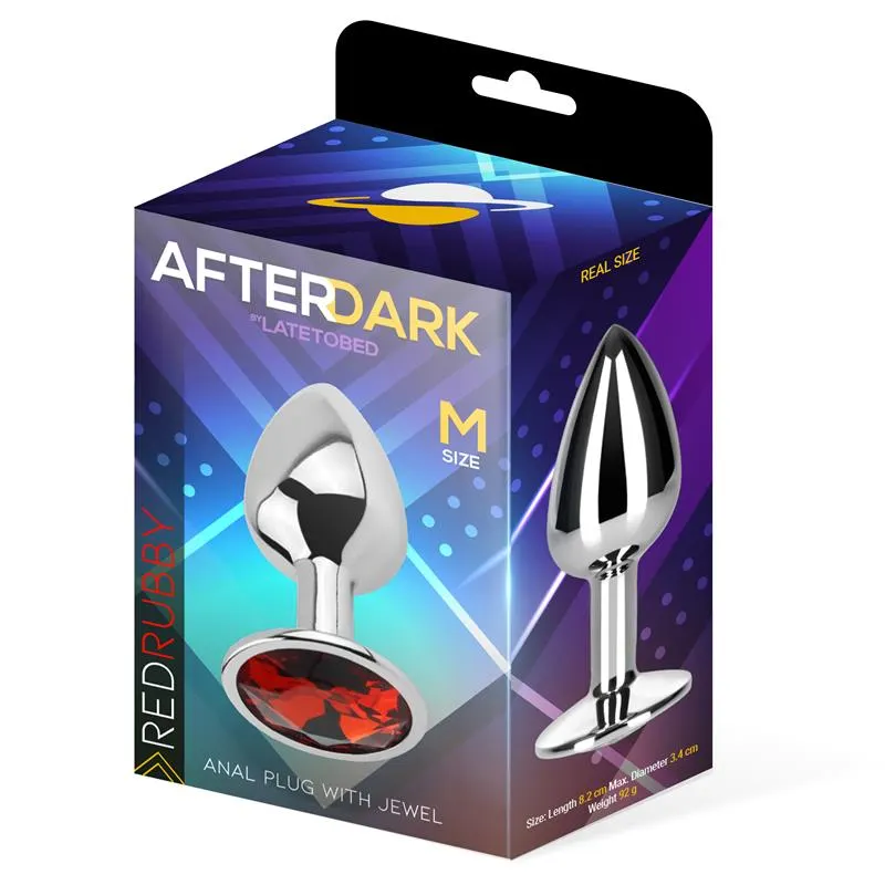 Plug Anal con Joya Rojo Rubí Talla M Aluminio · AFTERDARK · Anal — Foto 2