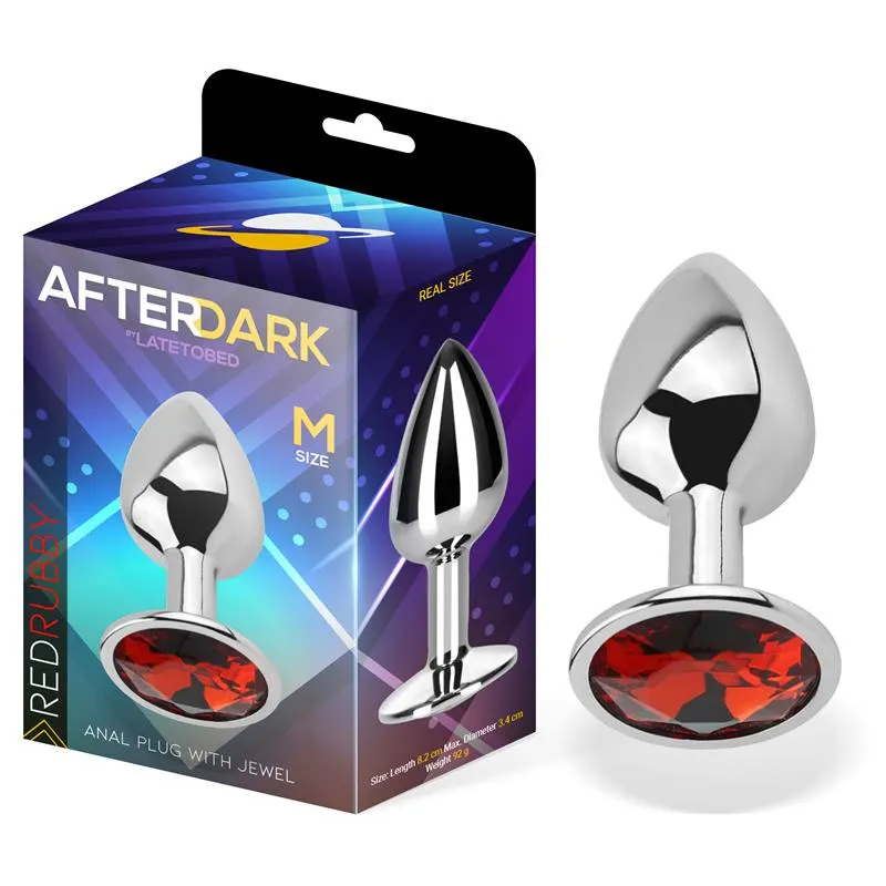 Plug Anal con Joya Rojo Rubí Talla M Aluminio · AFTERDARK · Anal