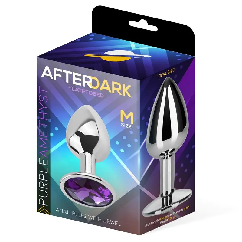 Plug Anal con Joya Púrpura Amatista Talla M Aluminio · AFTERDARK · Anal — Foto 2