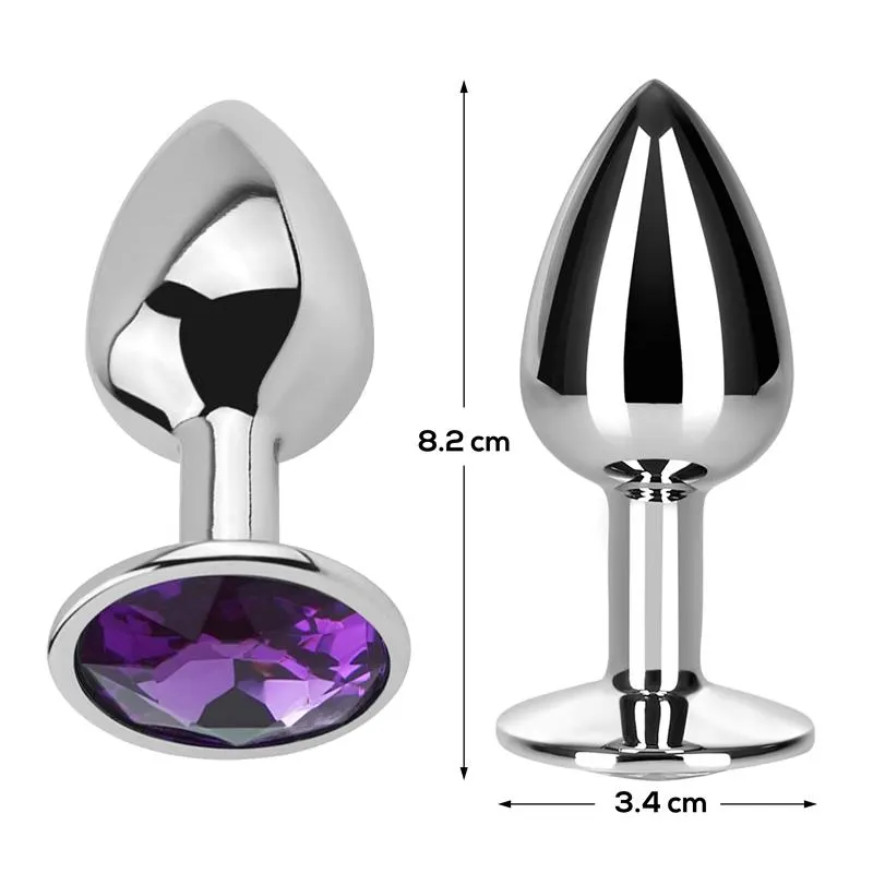 Plug Anal con Joya Púrpura Amatista Talla M Aluminio · AFTERDARK · Anal — Foto 3