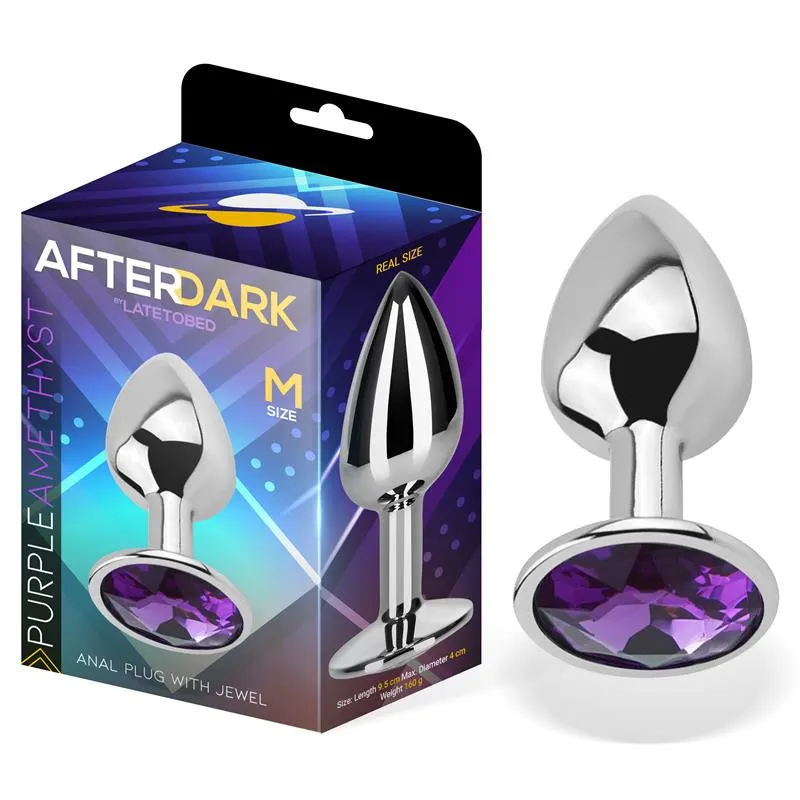 Plug Anal con Joya Púrpura Amatista Talla M Aluminio · AFTERDARK · Anal