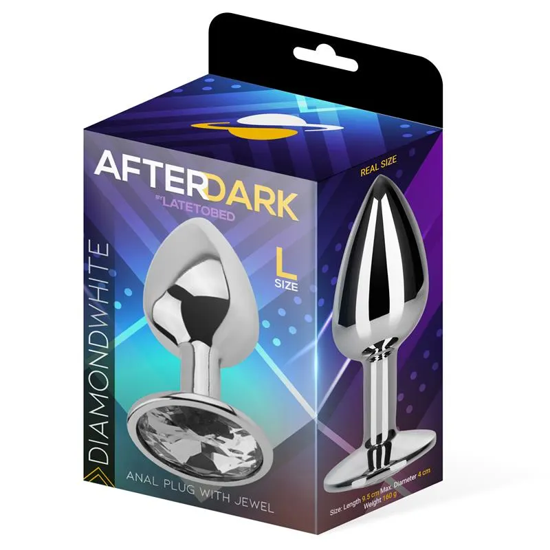 Plug Anal con Joya Color Blanco Diamante Talla L Aluminio · AFTERDARK · Anal — photo 2