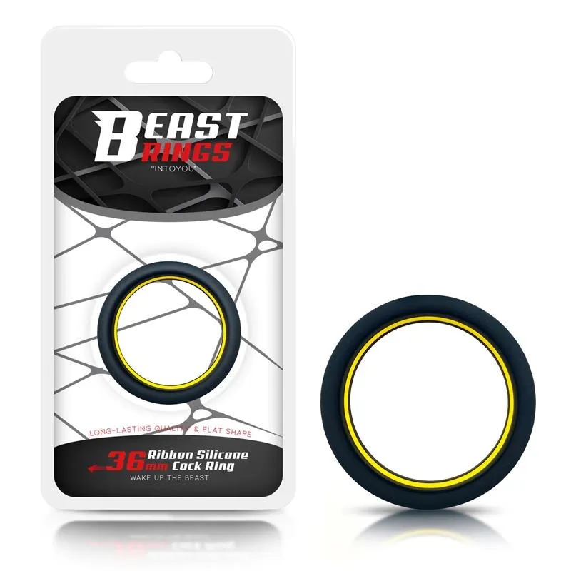 Anillo para el Pene 100% Silicona Sólida 3.6 cm Amarillo y Negro · BEAST RINGS · Anillos para el Pene