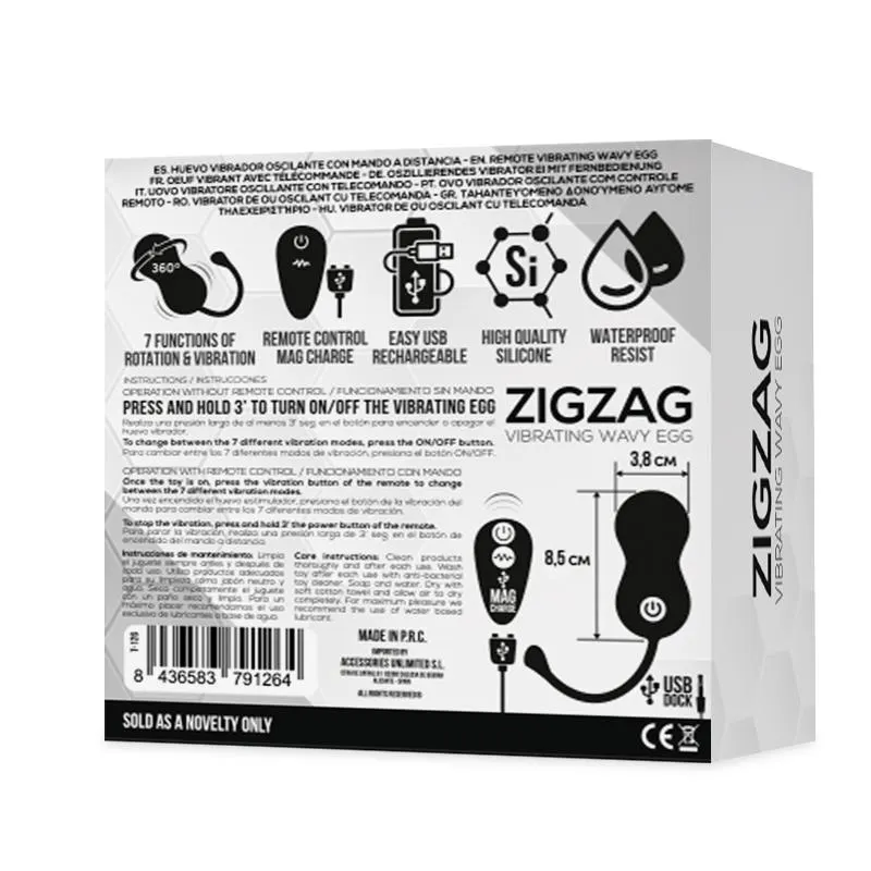 Zigzag Huevo Zigzageante y Vibrador con Control Remoto · TARDENOCHE · Huevos y Balas Vibradoras — photo 3