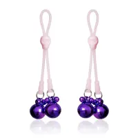 Pinzas Pezones Calaberas y Cascabeles Silicona y Metal Rosa/Púrpura · LATETOBED BDSM LINE · Pinzas y Pezoneras