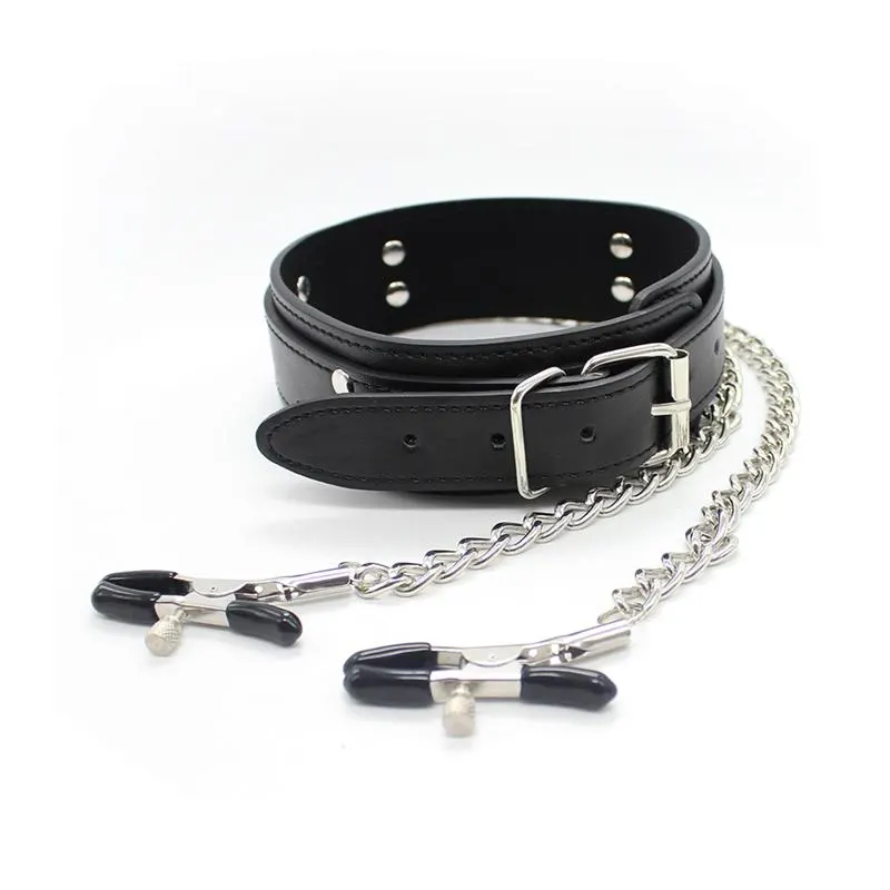 Collar con Pezoneras y Cadena de Metal Negro · LATETOBED BDSM LINE · Accesorios BDSM y Fetish — Foto 2