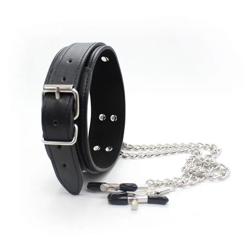 Collar con Pezoneras y Cadena de Metal Negro · LATETOBED BDSM LINE · Accesorios BDSM y Fetish — Foto 3