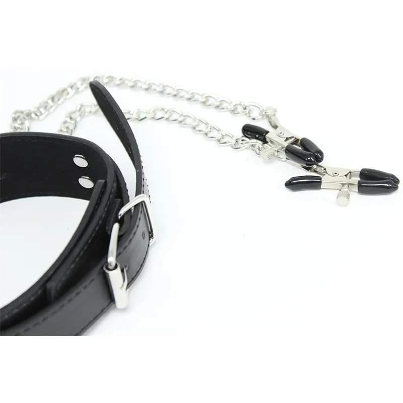 Collar con Pezoneras y Cadena de Metal Negro · LATETOBED BDSM LINE · Accesorios BDSM y Fetish — Foto 4