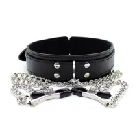 Collar con Pezoneras y Cadena de Metal Negro · LATETOBED BDSM LINE · Accesorios BDSM y Fetish