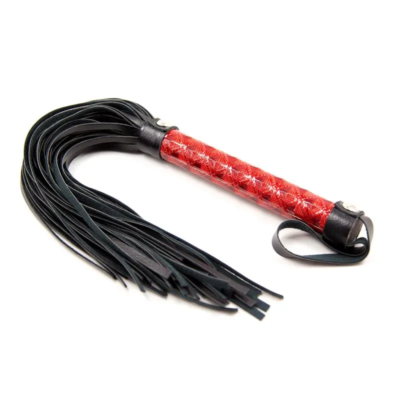 Flogger Patron de Diamante y Mango de Metal 39 cm Rojo · LATETOBED BDSM LINE · Spanking y Azotes — Foto 2