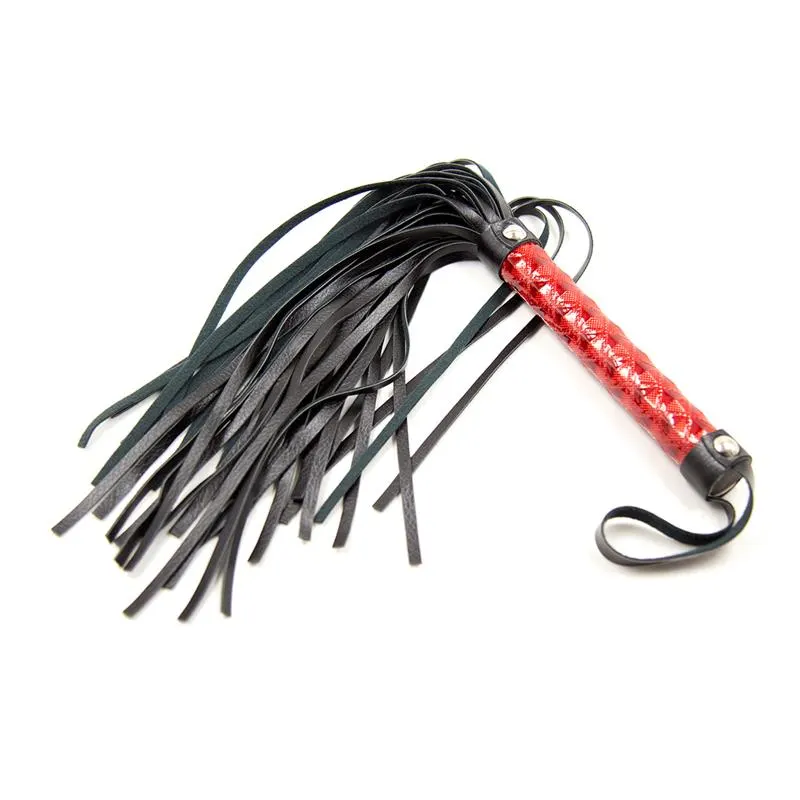 Flogger Patron de Diamante y Mango de Metal 39 cm Rojo · LATETOBED BDSM LINE · Spanking y Azotes