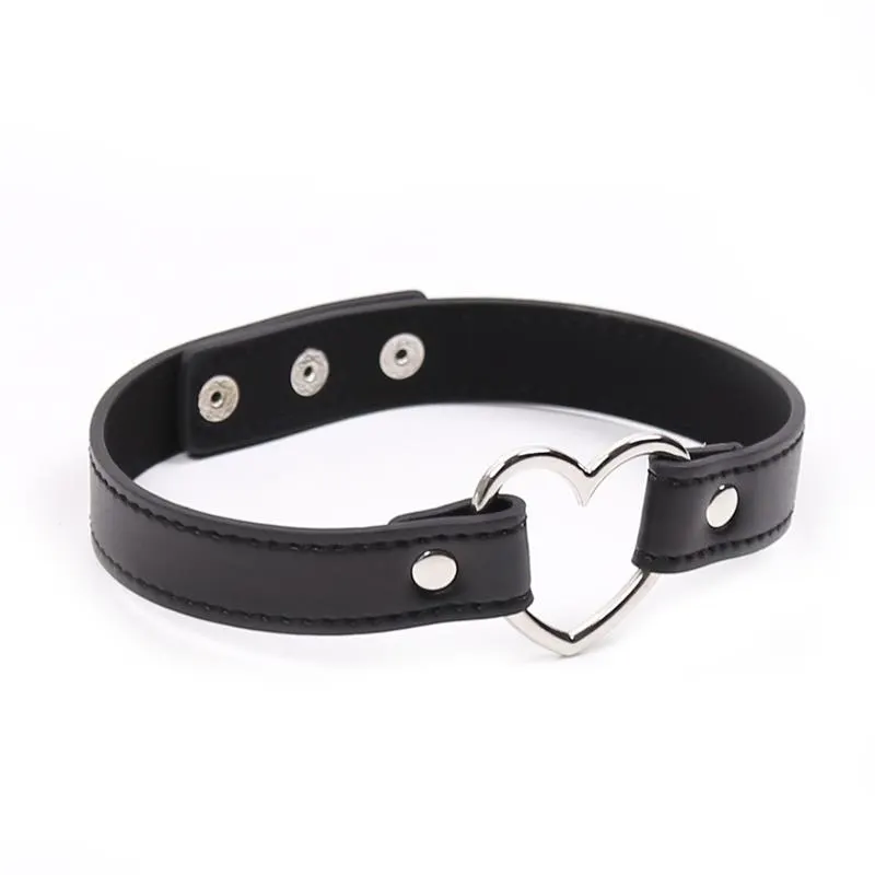 Collar con Aro en Forma de Corazón Ajustable 41,5 cm Negro · LATETOBED BDSM LINE · Accesorios BDSM y Fetish — Foto 2