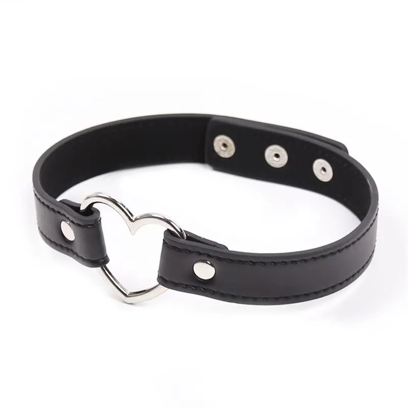 Collar con Aro en Forma de Corazón Ajustable 41,5 cm Negro · LATETOBED BDSM LINE · Accesorios BDSM y Fetish — Foto 4