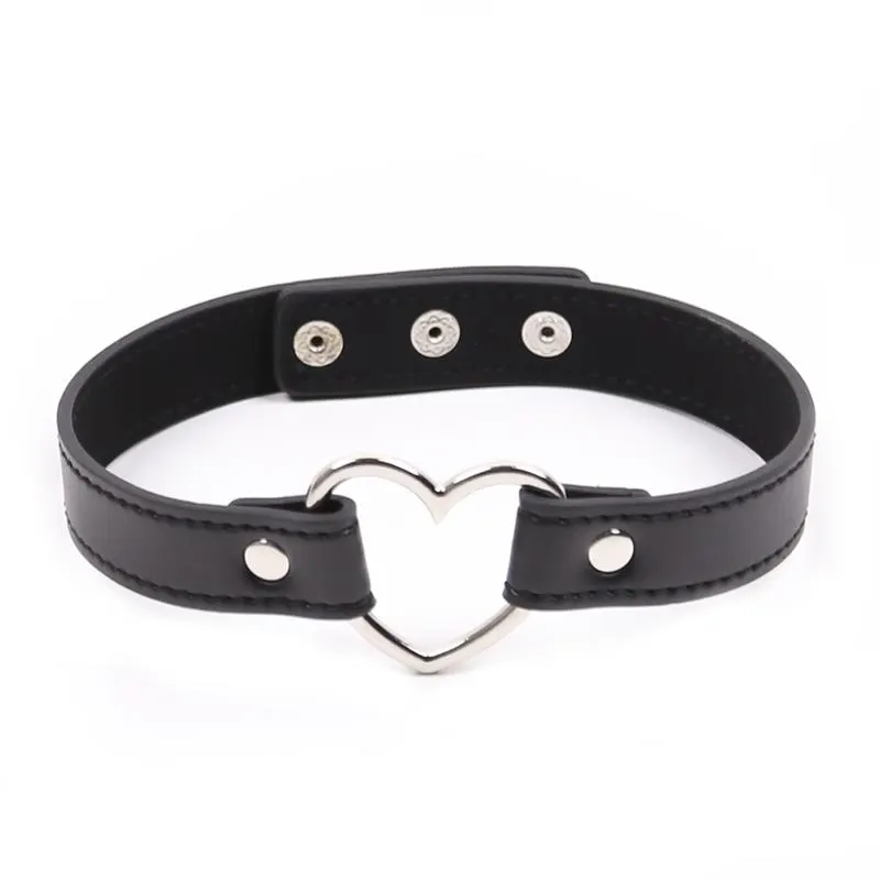 Collar con Aro en Forma de Corazón Ajustable 41,5 cm Negro · LATETOBED BDSM LINE · Accesorios BDSM y Fetish
