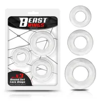 Set 3 Anillo para el Pene Flexible Transparentes · BEAST RINGS · Anillos para el Pene