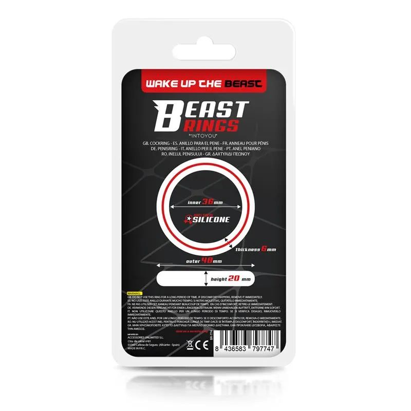 Anillo para el Pene 100% Silicona Sólida 3.6 cm Rojo y Negro · BEAST RINGS · Anillos para el Pene — Foto 4