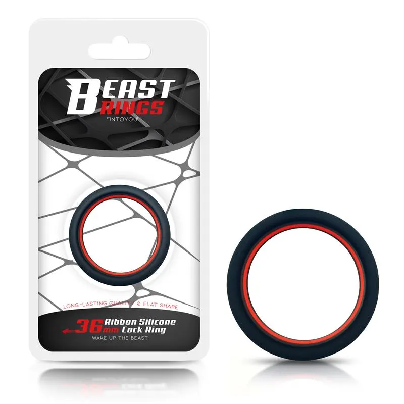 Anillo para el Pene 100% Silicona Sólida 3.6 cm Rojo y Negro · BEAST RINGS · Anillos para el Pene