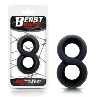 Anillo Doble para el Pene 100% Silicona Líquida 2 cm Negro · BEAST RINGS · Anillos para el Pene