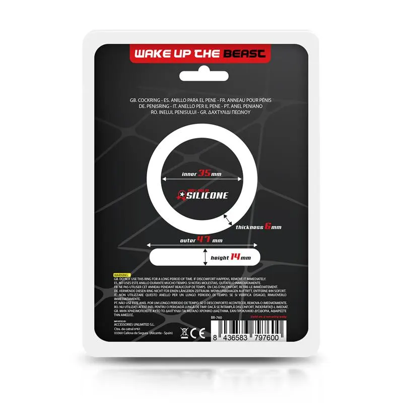 Anillo para el Pene Forma Plana Silicona Sólida 3.5 cm Negro · BEAST RINGS · Anillos para el Pene — Foto 4