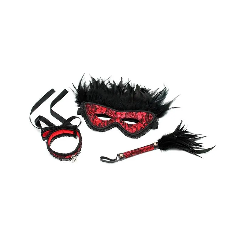 Set 3 Piezas Dominiset de Lujo Color Rojo · BONDAGE PLAY · Accesorios y Sets — Foto 3