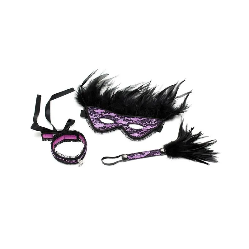 Pack 3 Piezas Dominiset de Lujo Purpura · BONDAGE PLAY · Accesorios y Sets — Foto 3