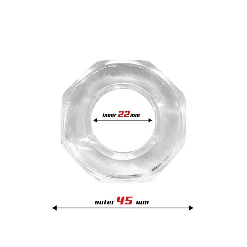 Anillo para el Pene Súper Flexible Poligonal 2.2 cm Transparente · BEAST RINGS · Anillos para el Pene — Foto 2