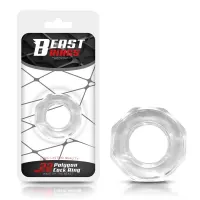Anillo para el Pene Súper Flexible Poligonal 2.2 cm Transparente · BEAST RINGS · Anillos para el Pene
