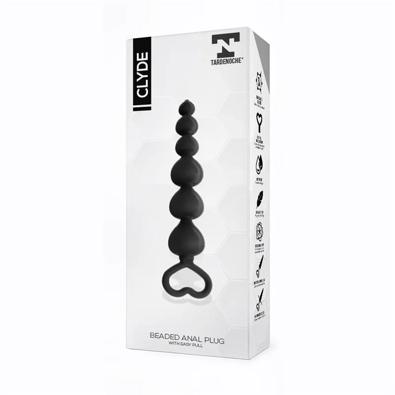 Clyde Plug Anal con Bolas con Aro de Fácil Extracción Silicona Negro · TARDENOCHE · Anal — photo 2