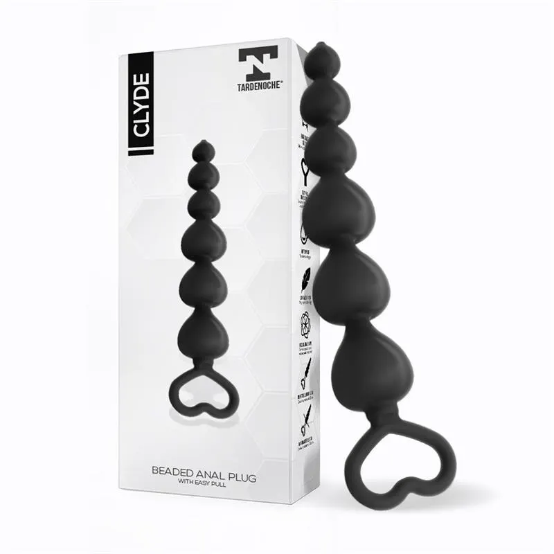Clyde Plug Anal con Bolas con Aro de Fácil Extracción Silicona Negro · TARDENOCHE · Anal