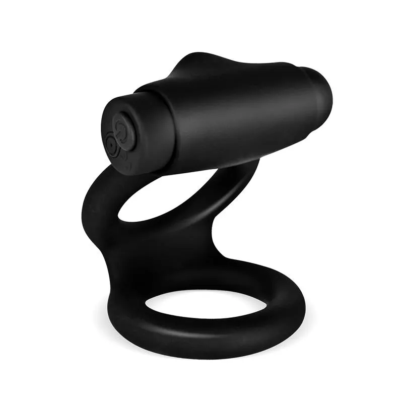 Denver Anillo Doble con Bala Vibradora USB Silicona Negro · TARDENOCHE · Anillos para el Pene — photo 4