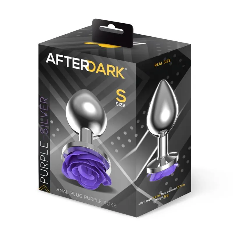Plug Anal de Metal con Rosa Púrpura en la Base Talla S · AFTERDARK · Anal — Foto 4