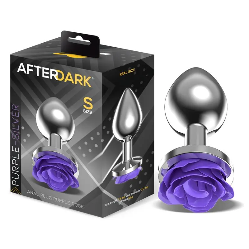 Plug Anal de Metal con Rosa Púrpura en la Base Talla S · AFTERDARK · Anal