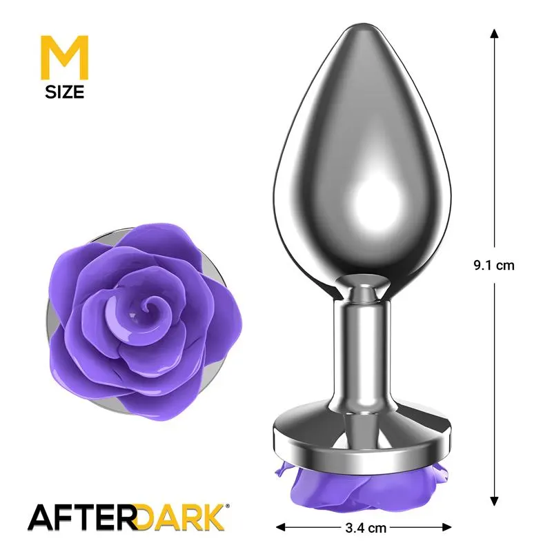 Plug Anal de Metal con Rosa Púrpura en la Base Talla M · AFTERDARK · Anal — photo 3