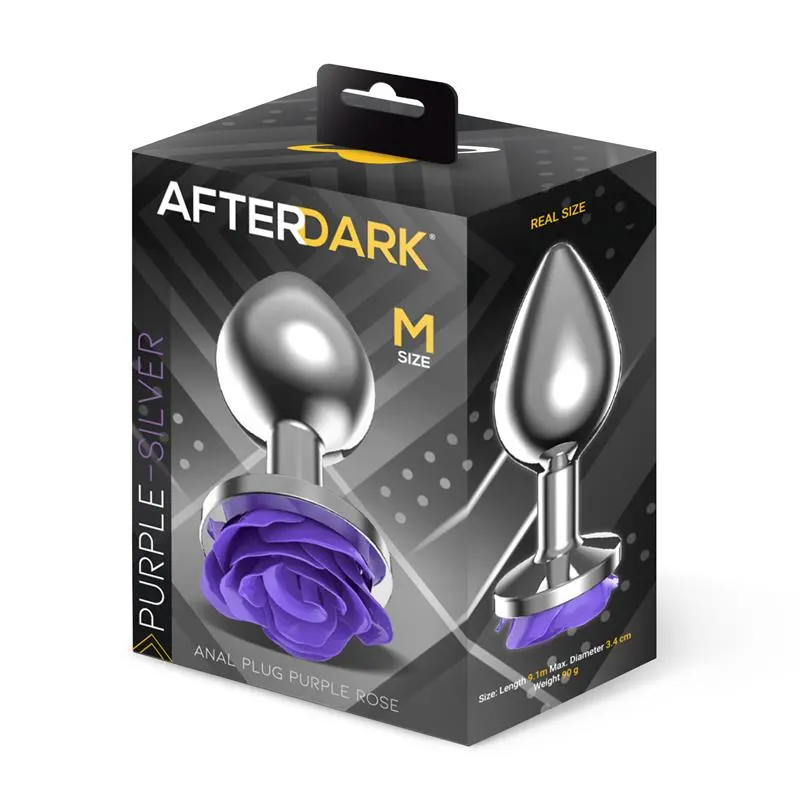 Plug Anal de Metal con Rosa Púrpura en la Base Talla M · AFTERDARK · Anal — photo 4