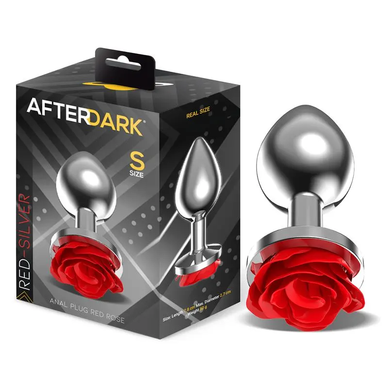 Plug Anal de Metal con Rosa Roja en la Base Talla S · AFTERDARK · Anal