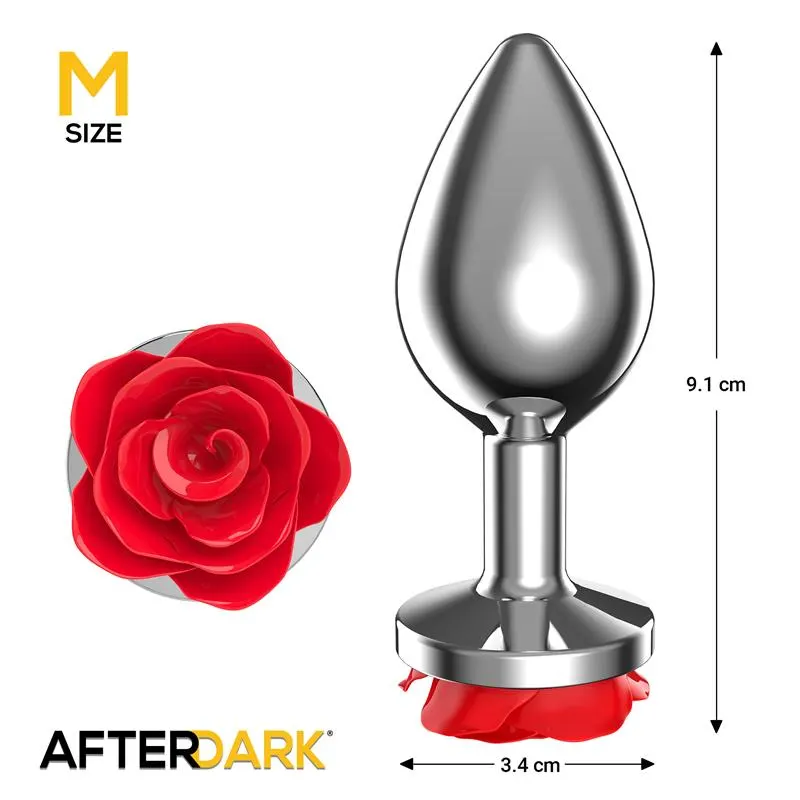 Plug Anal de Metal con Rosa Roja en la Base Talla M · AFTERDARK · Anal — photo 3