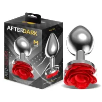 Plug Anal de Metal con Rosa Roja en la Base Talla M · AFTERDARK · Anal